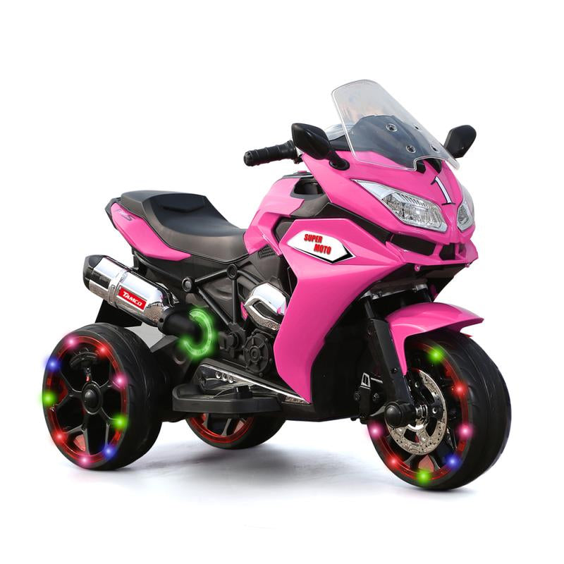 12V Kids Electric Ride on Motor-Cycle ,Pink Motor-Cycle,Three Lighting Wheels Kids Electric Toys Boysgirls Motor-Cycle, Children Battery Motor Bikes Rechargeable 3 Wheels Electric Motor-Cycle,Birthday/Christmas Gift