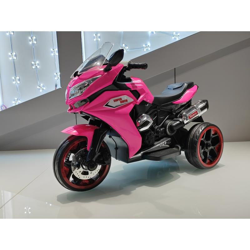 12V Kids Electric Ride on Motor-Cycle ,Pink Motor-Cycle,Three Lighting Wheels Kids Electric Toys Boysgirls Motor-Cycle, Children Battery Motor Bikes Rechargeable 3 Wheels Electric Motor-Cycle,Birthday/Christmas Gift